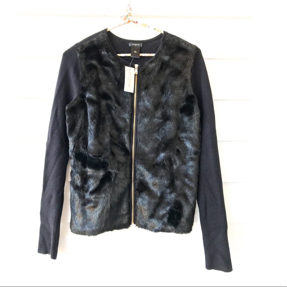*NEW* ANN TAYLOR Faux Fur Cardigan Sweater Jacket